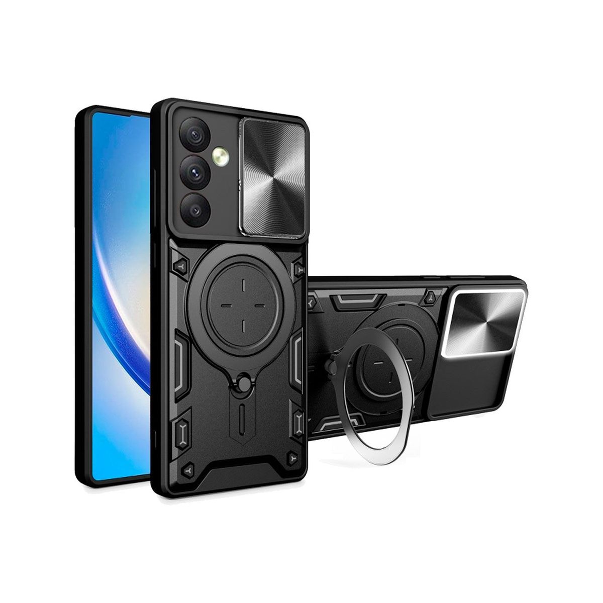 GENERICO - Funda Proteccion Camara Con Soporte Compatible con Samsung A24 Negro