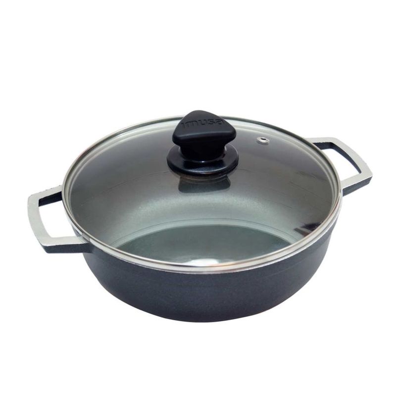 IMUSA - Caldero Fundido Imusa Antiadherente Tapa de Vidrio 20 Cm