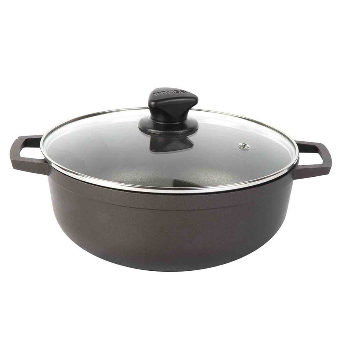IMUSA - Caldero Fundido Imusa Antiadherente Tapa de Vidrio 30 Cm