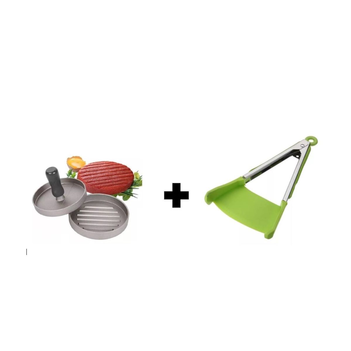ZHOPI CO - Molde Para Carne Hamburguesas Y Pinza Espatula En Silicona  2 En 1