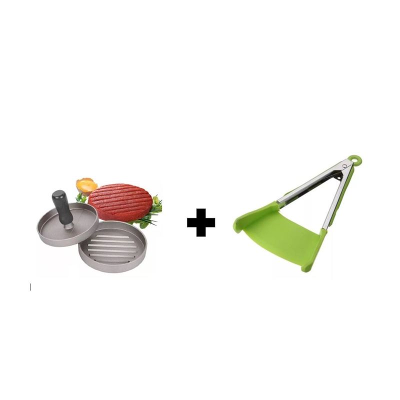 ZHOPI CO - Molde Para Carne Hamburguesas Y Pinza Espatula En Silicona  2 En 1