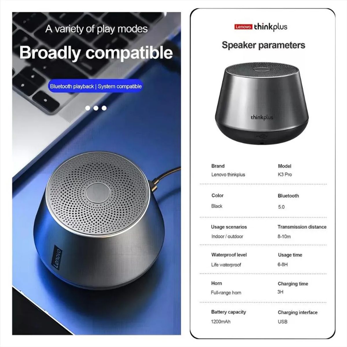 LENOVO - Parlante bocina Bluetooth Lenovo thinkplus k3 pro