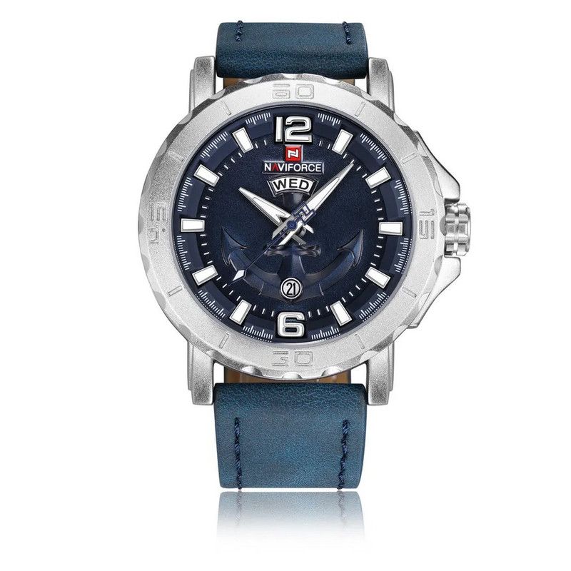 NAVIFORCE - Reloj Naviforce Original Nf 9122 Cuero Ancla + Estuche