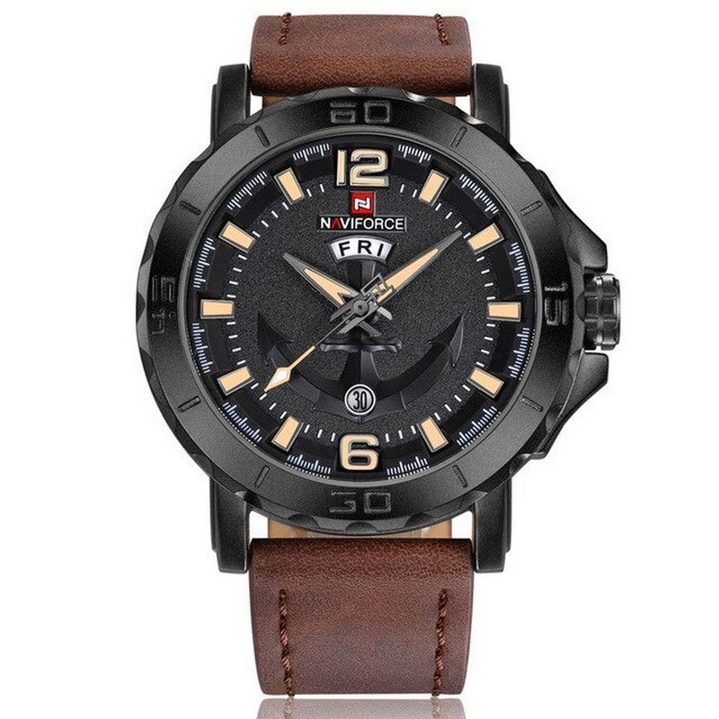 NAVIFORCE - Reloj Naviforce Original Nf 9122 Cuero Ancla + Estuche