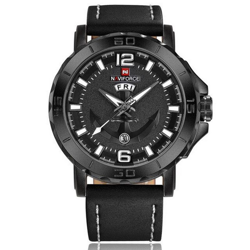 NAVIFORCE - Reloj Naviforce Original Nf 9122 Cuero Ancla + Estuche
