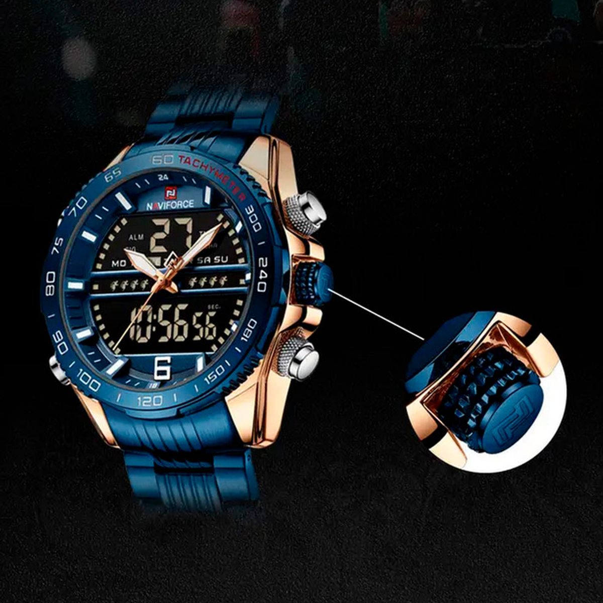NAVIFORCE - Reloj Naviforce Original Nf 9195 Acero Inoxidable + Estuche