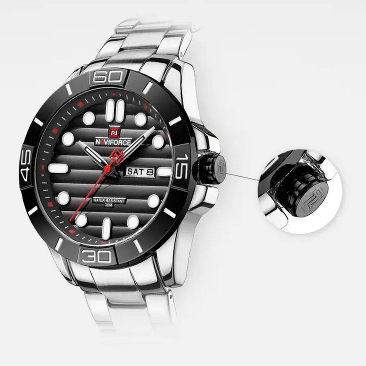 NAVIFORCE - Reloj Naviforce Original Nf 9198 Acero Inoxidable + Estuche