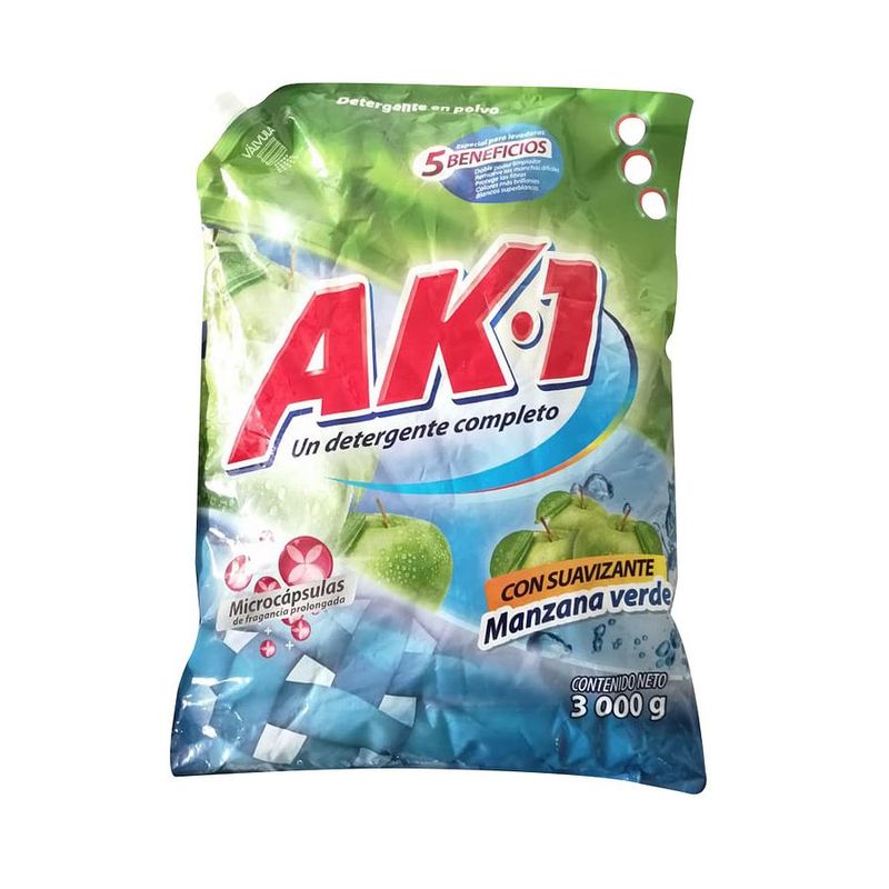 AZUL K - Detergente en Polvo AK-1 Manzana 3.000 Gramos