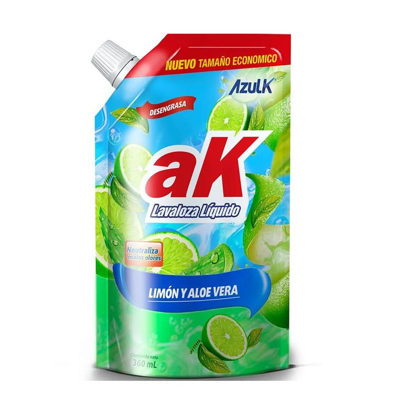 AZUL K - Lava loza  Liquido AK-1 Limón y Aloe Vera 360 ml