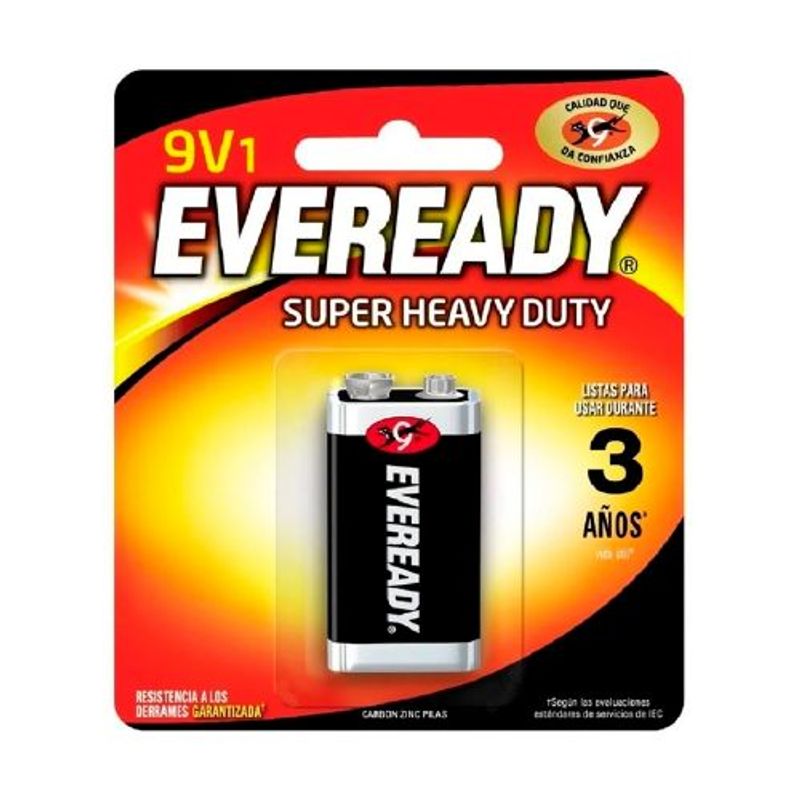 EVEREADY - Pila Bateria Eveready Carbon 9v1 Extra Duracion