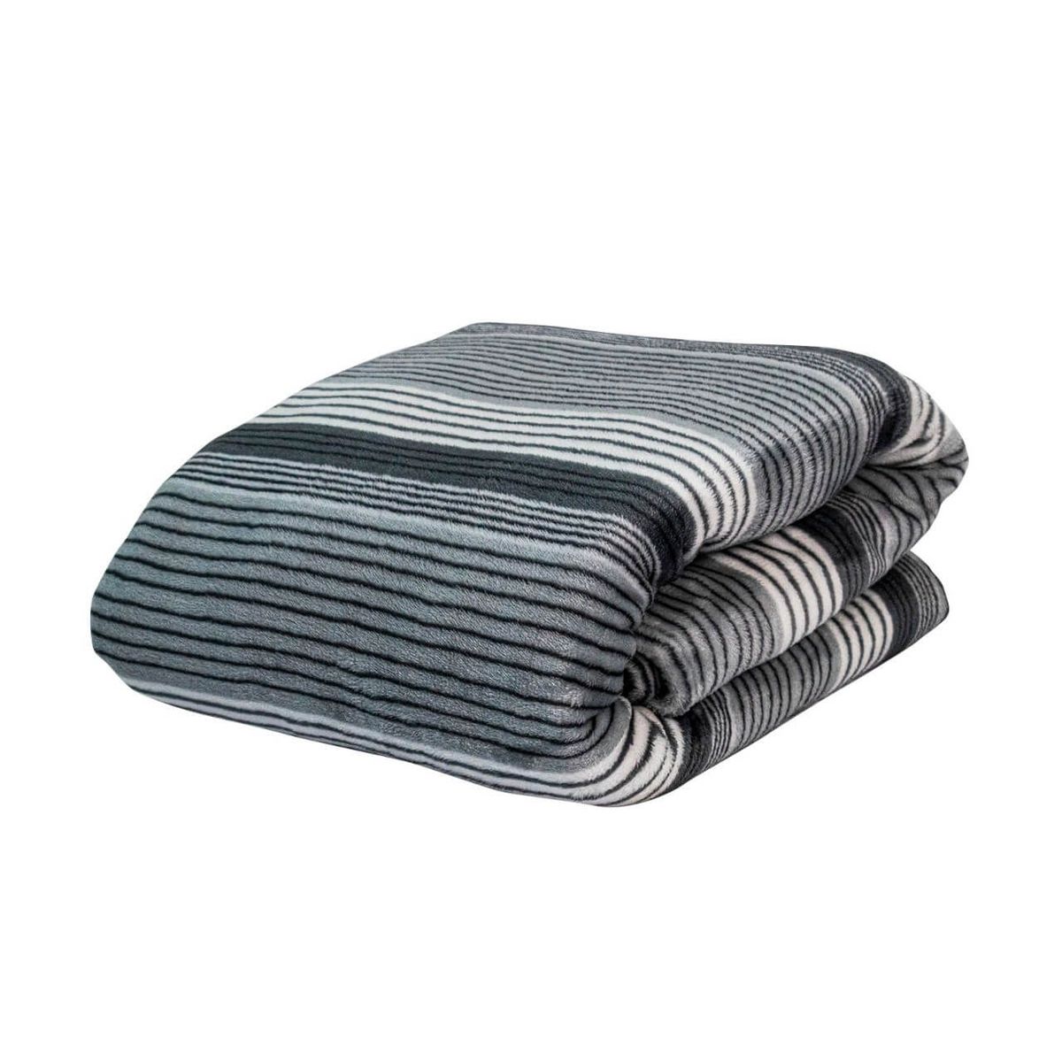REALTEX - Cobija Flannel Estampada Real Tex Linea Fina Negra