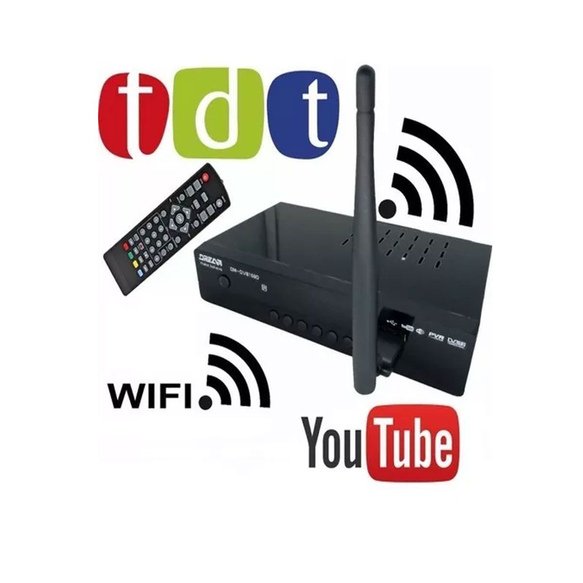 GENERICO - Decodificador Tdt Con Wifi Antena control  Cables