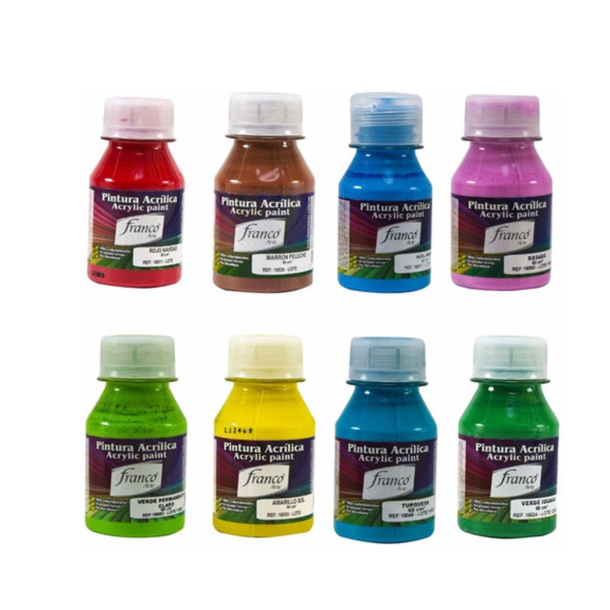 FRANCO ARTE - Pintura Acrílica, Al Frío, Franco Arte X 60 Ml X 5 Colores