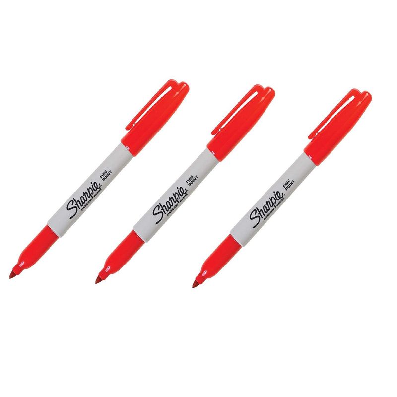 SHARPIE - Marcador Permanente Fine Point Rojo Sharpie X3 Und