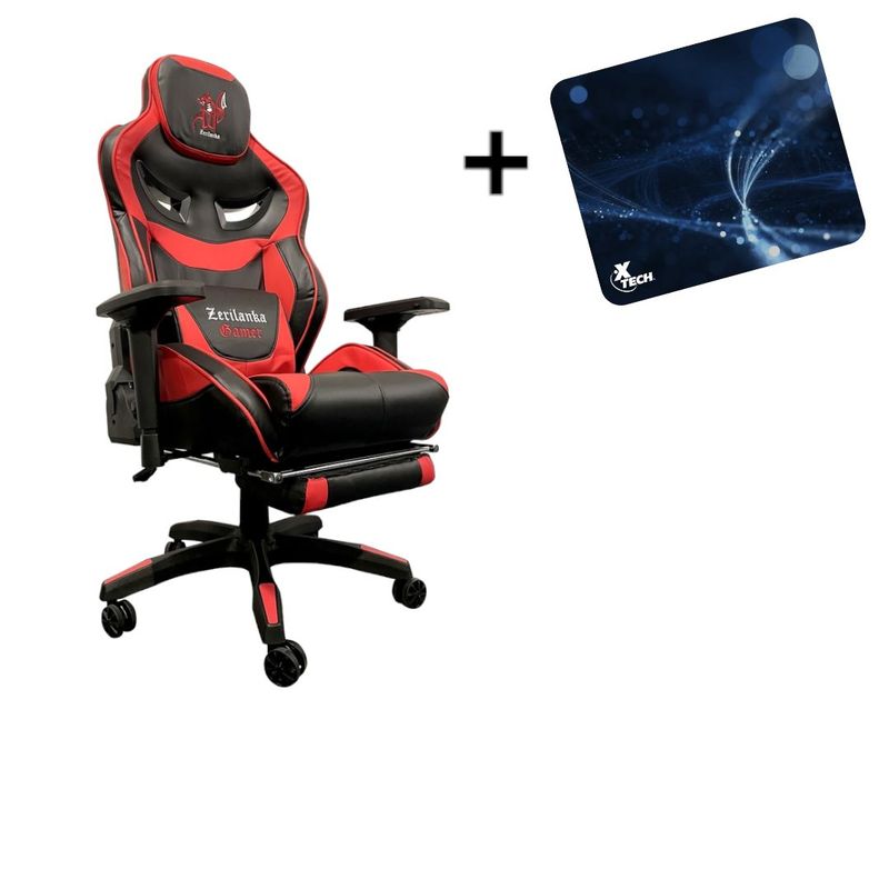 ZER - SILLA GAMER RECLINABLE PROFESIONAL ROJA DESCANSAPIES ACKAMER