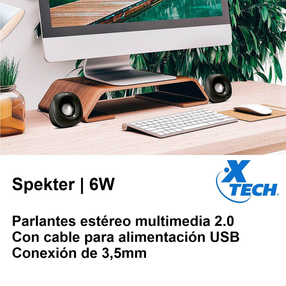 XTECH - Parlantes Usb Estéreo Multimedia 2.0 Xtech Spekter Xts-115bl