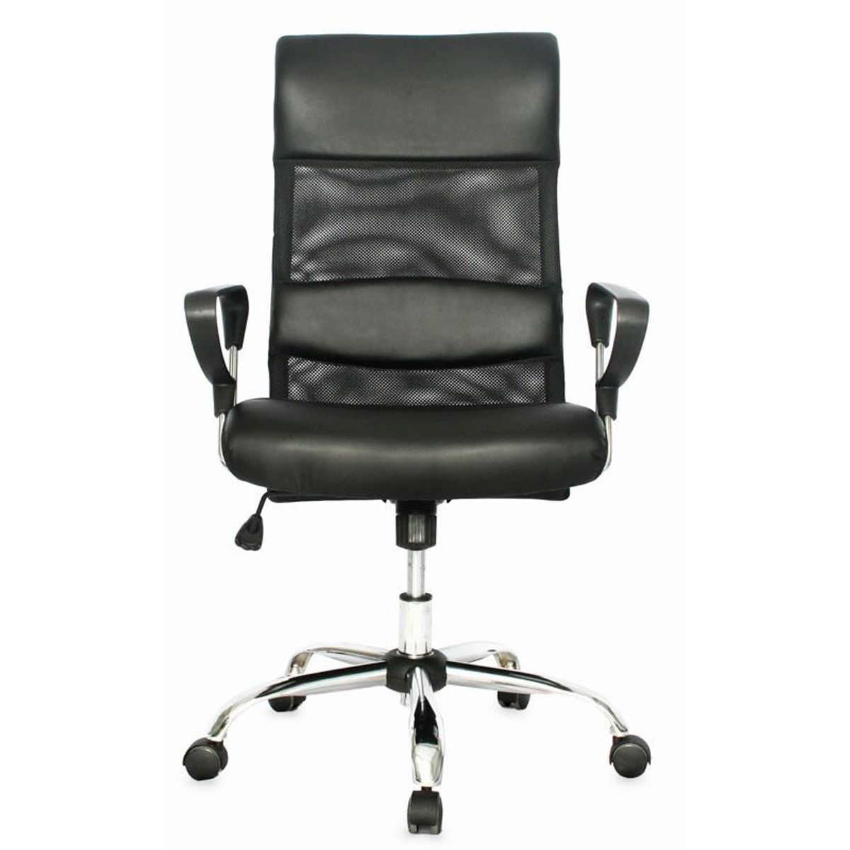 ZER - SILLA LIBERIA CUERINA BRAZOS FIJOS BASE CROMADA ERGONOMICA