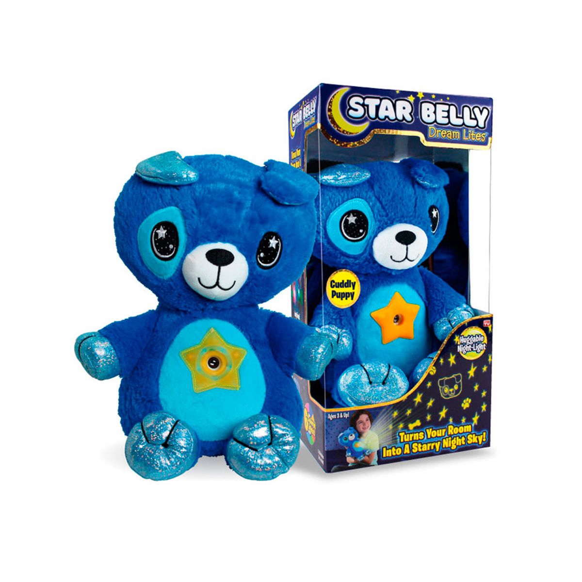 TV NOVEDADES - Peluche Proyector De Luces Star Belly Oso Azul
