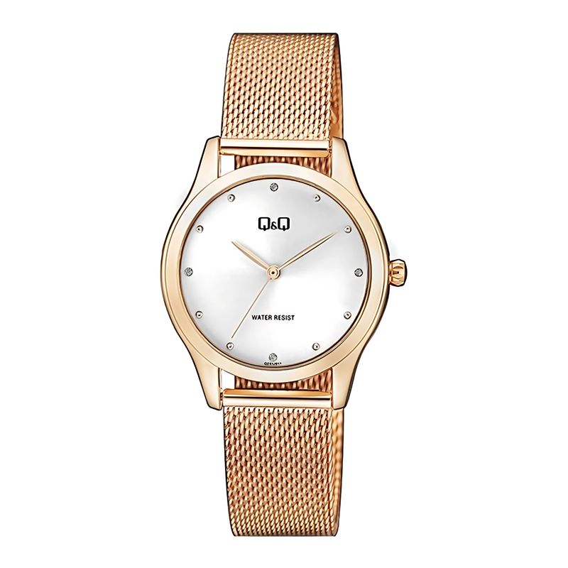 Q&Q - Reloj de moda para mujer oro rosa + caja
