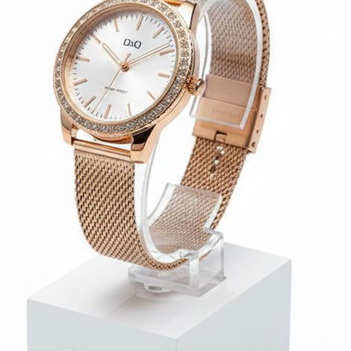 Q&Q - Reloj de moda para mujer oro rosa + caja