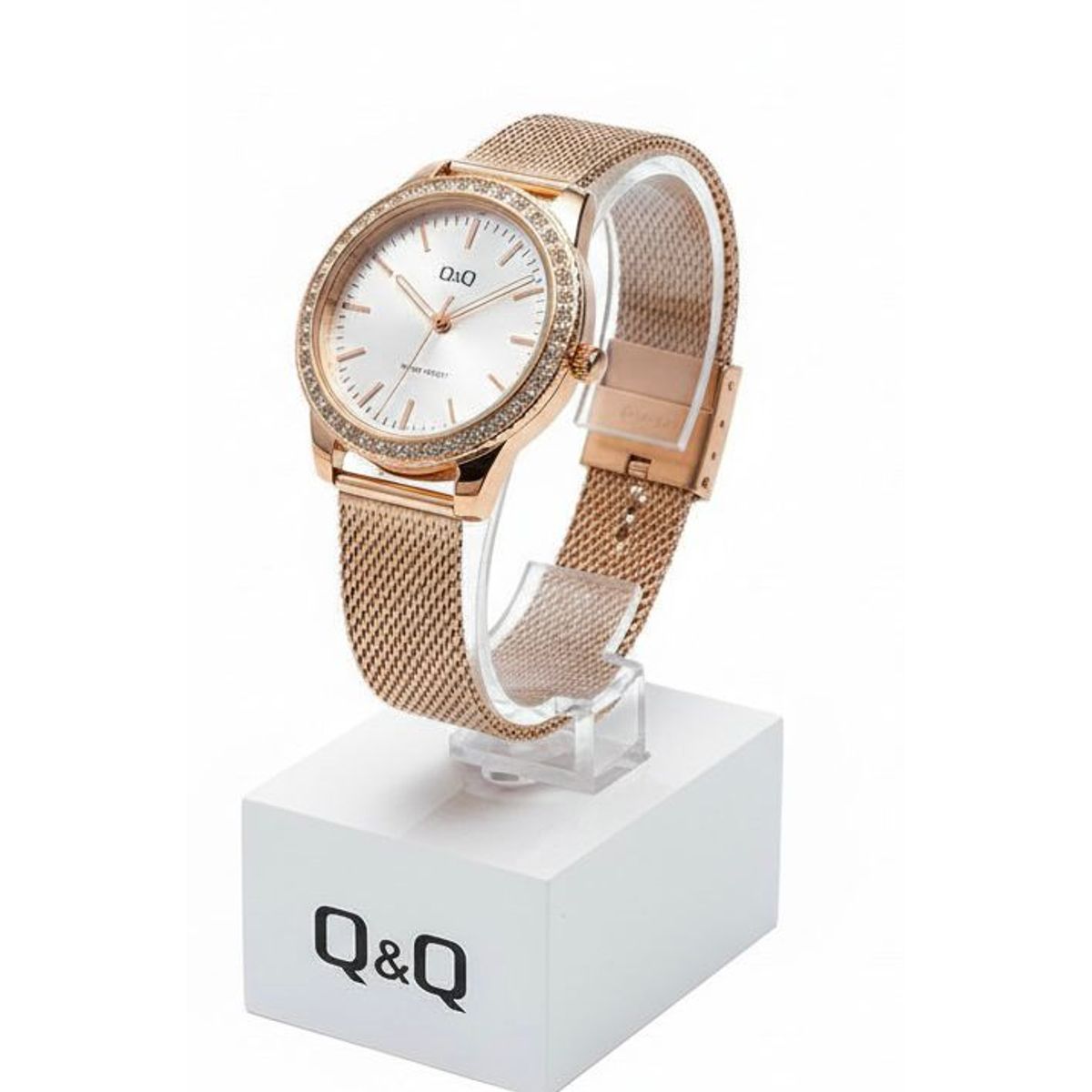 Q&Q - Reloj de moda para mujer oro rosa + caja