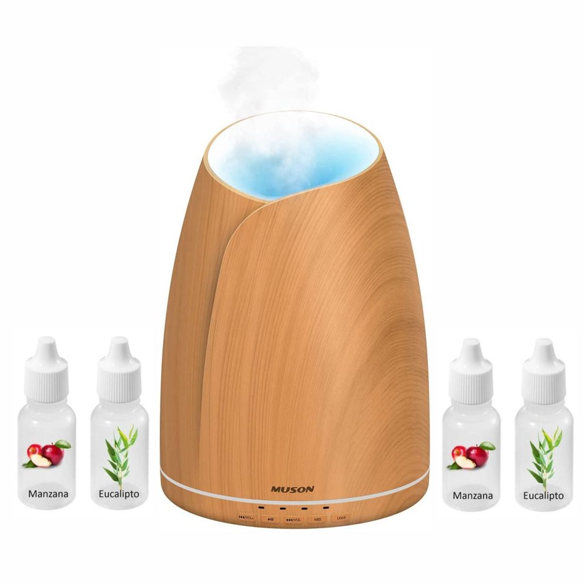 GENERICO - Difusor De Aromas Led 7 Colores 500ml 4 Esencias Incluidas