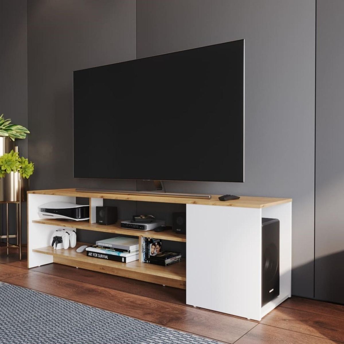MADERKIT - Mesa Flat para TV Hasta 65 pulgadas