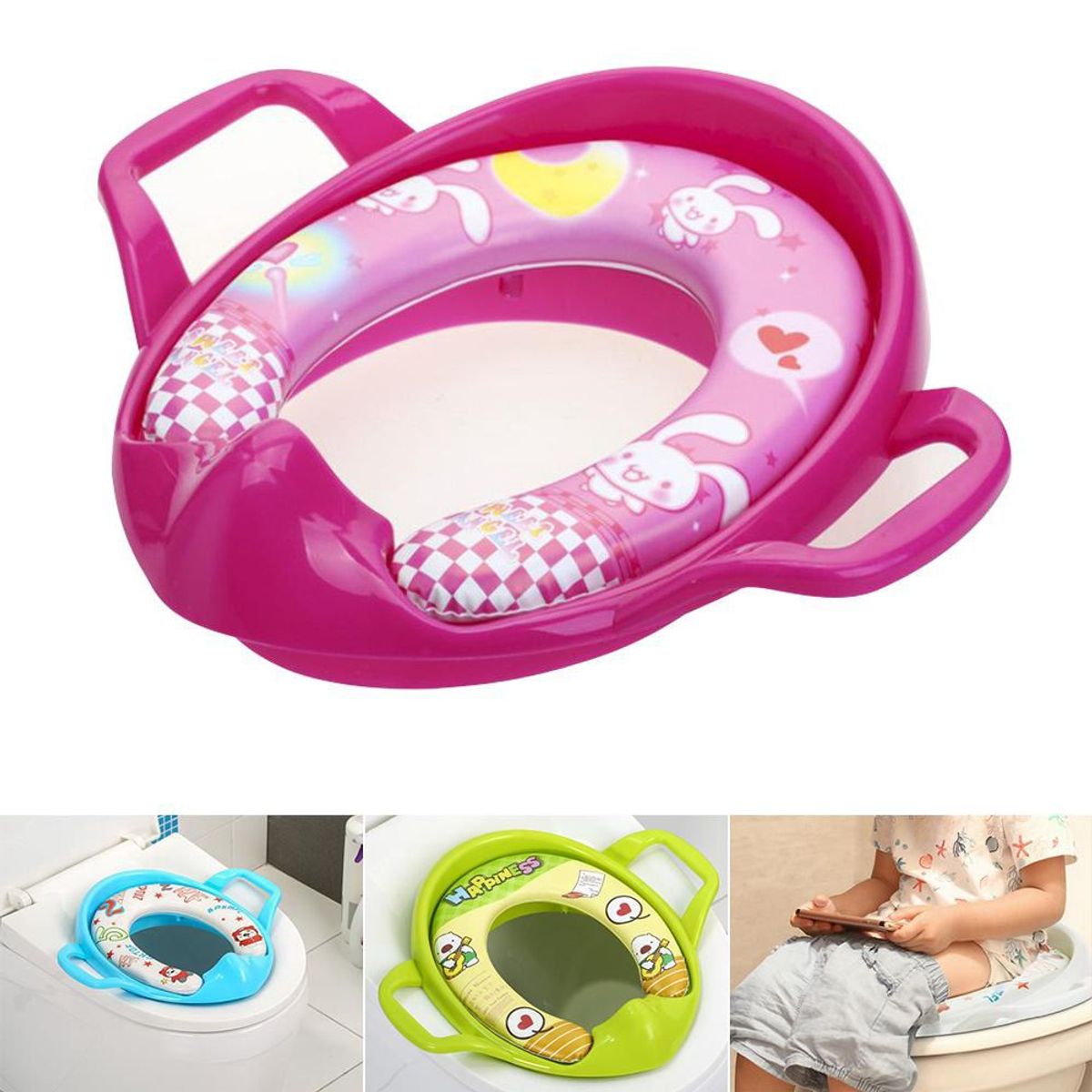 ENFANT'ASY - Reductor adaptador de inodoro acolchado con agarraderas