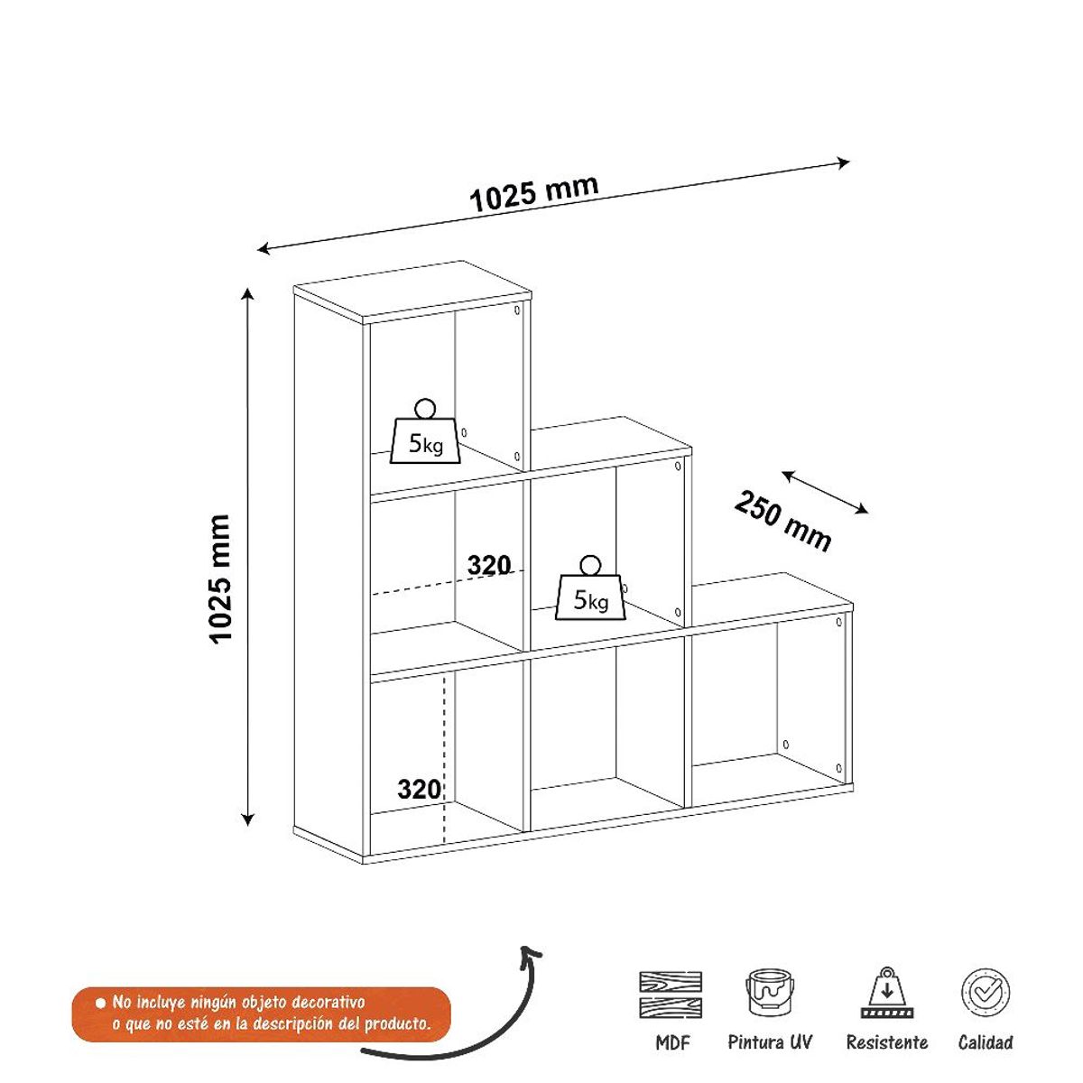 BERTOLINI - Biblioteca Grid 5 Nichos  Bertolini-Blanco
