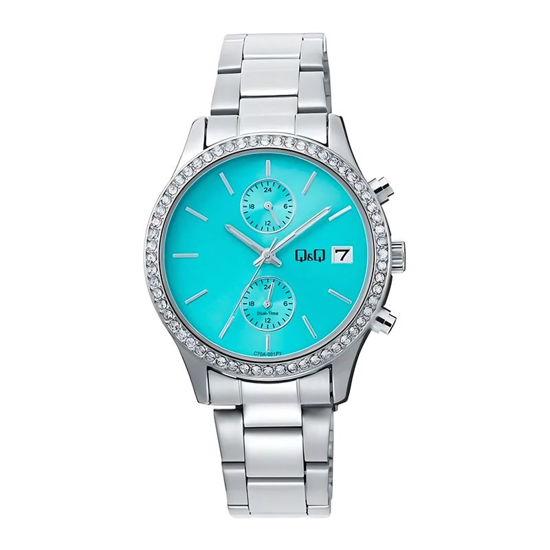 Q&Q - Reloj de moda para  Mujer Q&Q Plateado + Caja