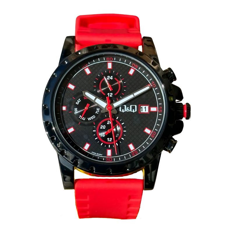 Q&Q - Reloj de moda para hombre Q&Q  Rojo - Caja