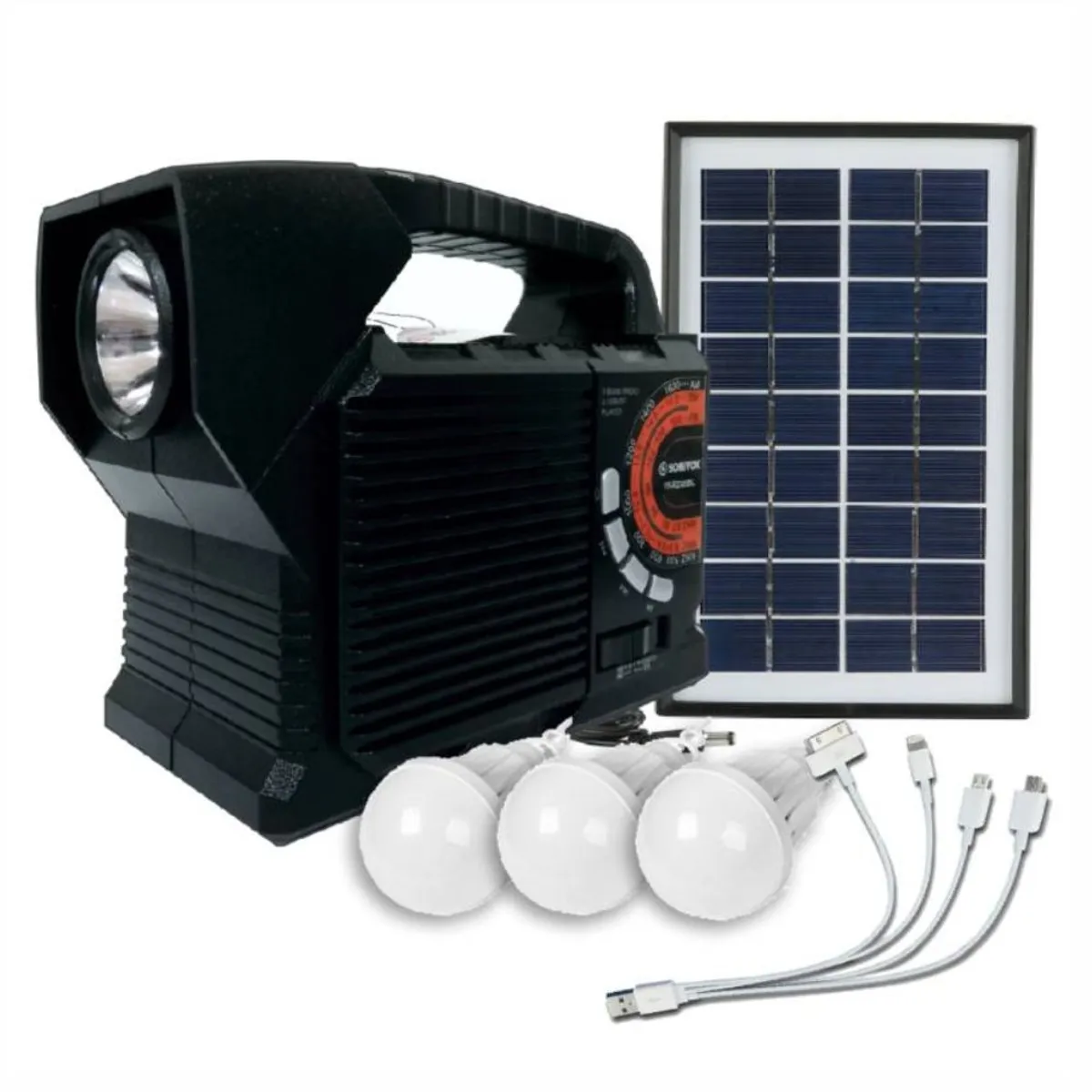 SONIVOX - Radio Portátil Bluetooth Usb Kit Solar Sonivox 4 Bombillos