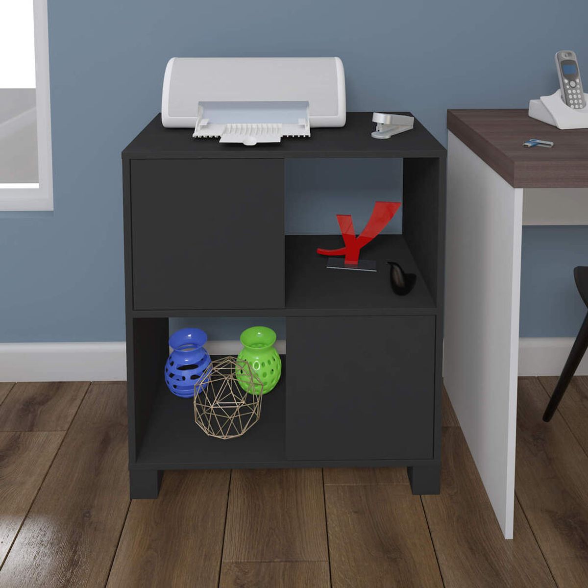 BERTOLINI - Biblioteca estanteria  en mdp 67cm 4 entrepaños bertolini-negro