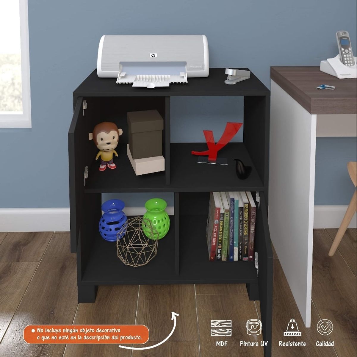 BERTOLINI - Biblioteca estanteria  en mdp 67cm 4 entrepaños bertolini-negro