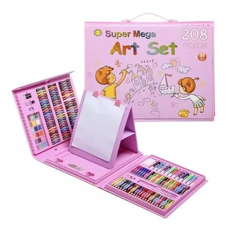 GENERICO - Set De Arte Creativo Plástico Por 208 Piezas Para Niños Rosado