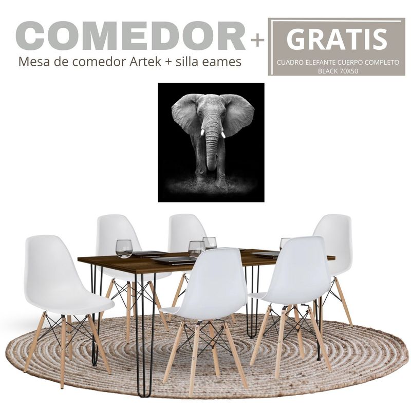EKONOMODO COLOMBIA - Mesa de comedor Artek 6 sillas eames blancas - GRATIS cuadro 70x50