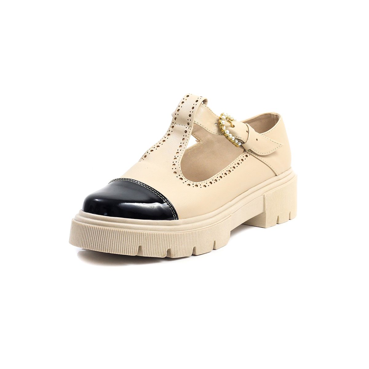 BALLERINA - Zapato Mafalda Negro x Beige Ballerinas