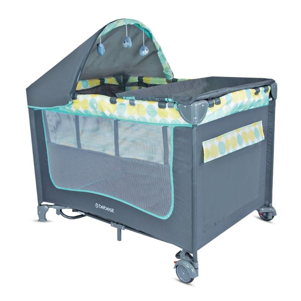 BEBESIT - Cuna Corral para Bebé Magic Funcion Mecedora Bosa Viaje Azul