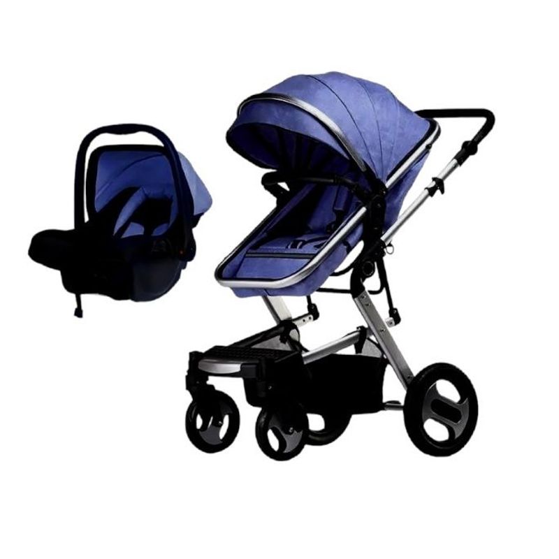KIDSHOP - Coche Tipo Moises Paseador SillaCarro PortaBebe Toldo Azul