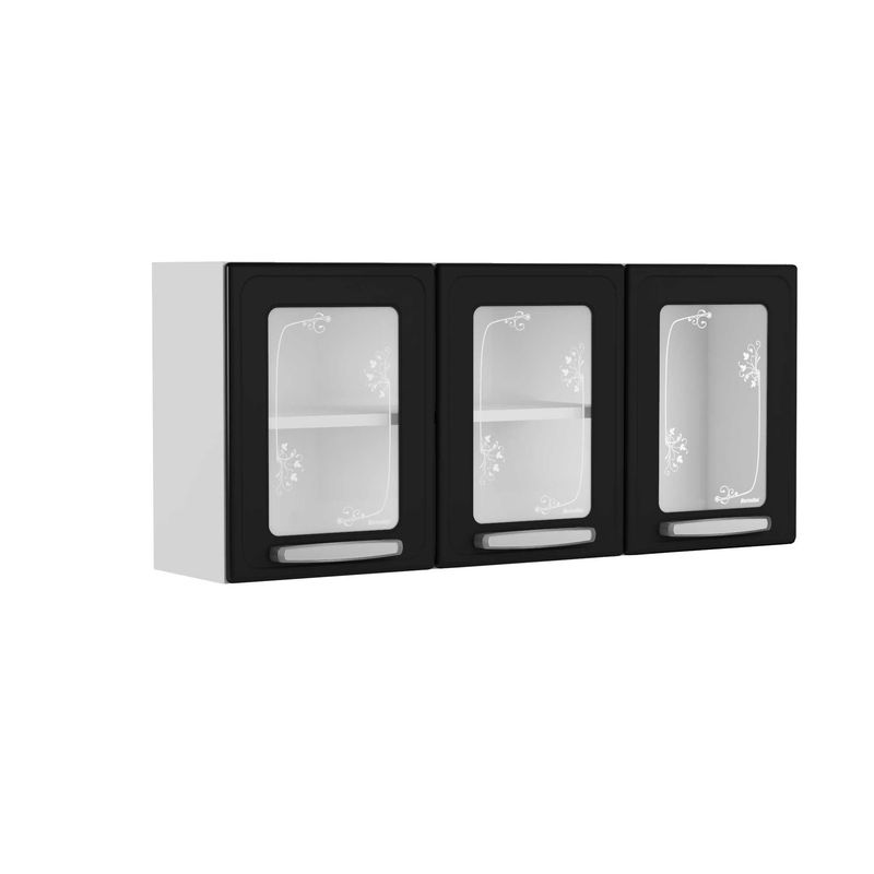 BERTOLINI - Gabinete Superior De Cocina En Acero Al Carbón Con Vidrio Templado 120 Cm
