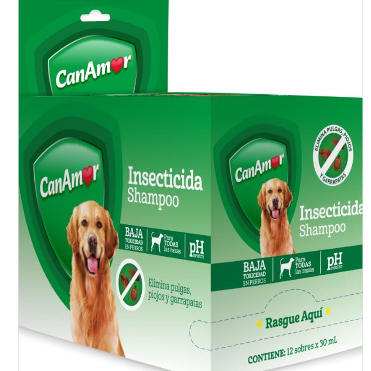 CANAMOR - Shampoo Antipulgas Por 30 ml 12 Unidades Sachets Canamor