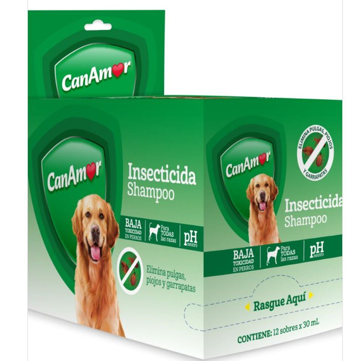 CANAMOR - Shampoo Antipulgas Por 30 ml 12 Unidades Sachets Canamor