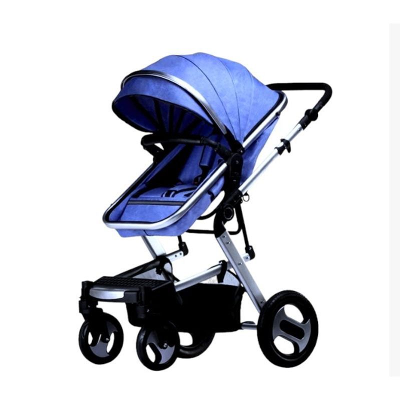 KIDSHOP - Coche Tipo Moises Fino Paseador De Lujo Toldillo Azul