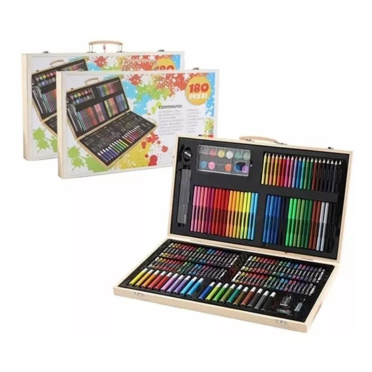 GENERICO - Maleta Creativa en Madera 180 Piezas Para Niños