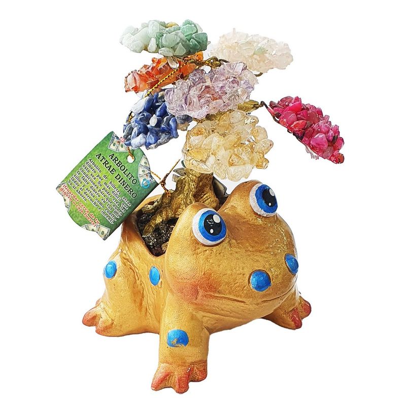 DAYOSHOP - Árbol De La Felicidad Cuarzo 7 Chakras Rana Prosperidad