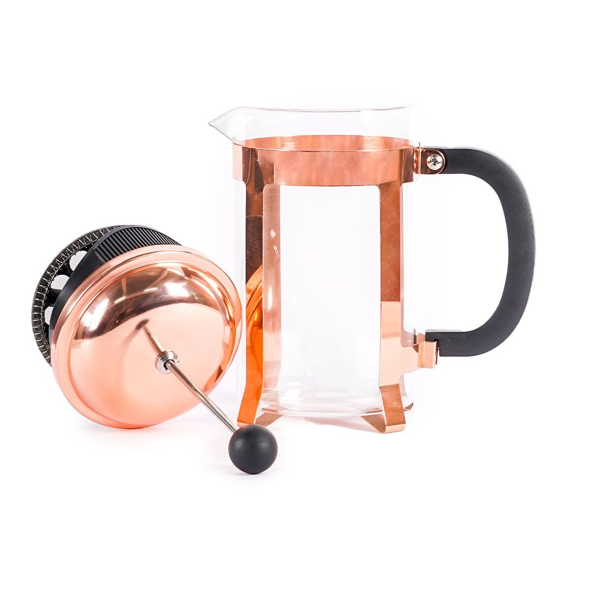 GENERICO - Cafetera Prensa Francesa 350ml En Vidrio-Filtro Acero - Color Oro Rosa