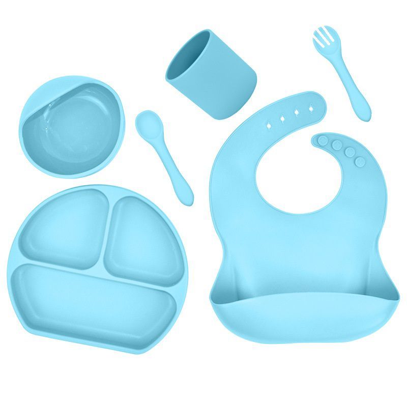 GENERICO - Set De Alimentación Por 6 Piezas Para Bebe - Azul
