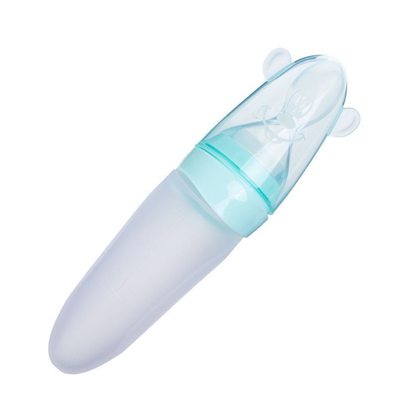 GENERICO - Biberón Con Cuchara Dosificadora 120ml para bebes - Azul