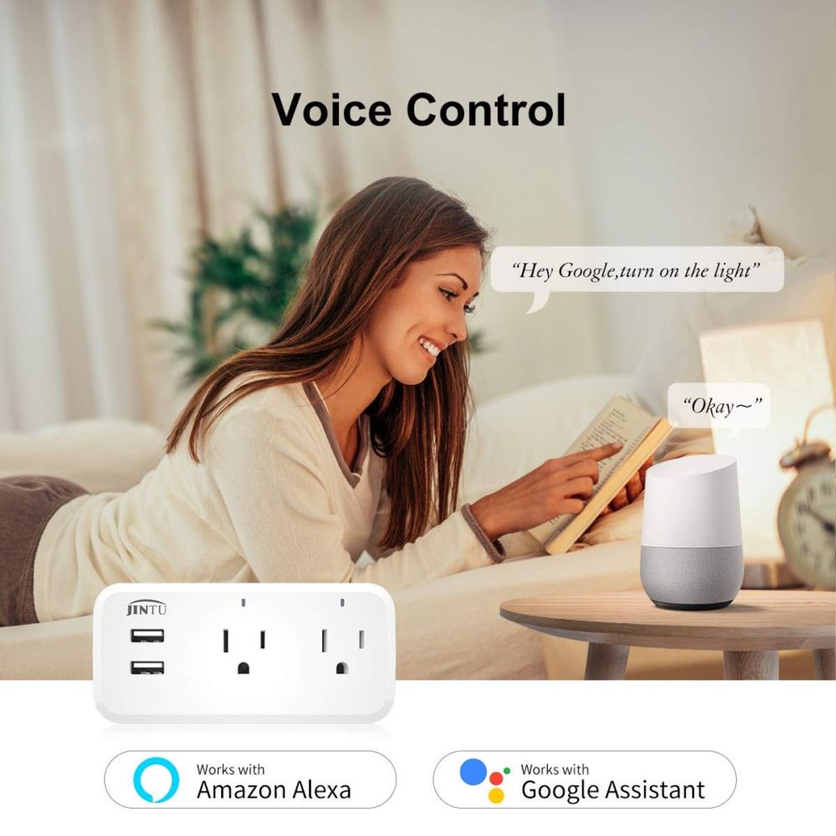 GENERICO - enchufe inteligente Jintu compatible con Alexa y Google Home
