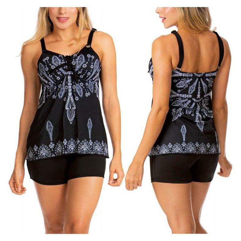 PRAIE - Vestido de Baño Tankini PRAIE 2123 Negro Ornato